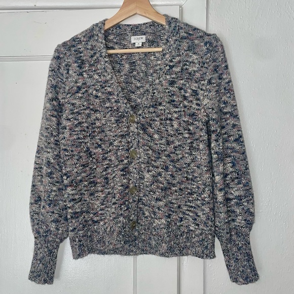 J.Crew Women's Textured Marled Blue & Pink Cardigan - Size Medium - Picture 8 of 8